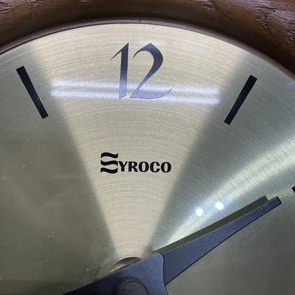 Vintage 1967 Syroco Faux Rattan Basketweave Wall Clock 1081 Mid Century MCM Boho